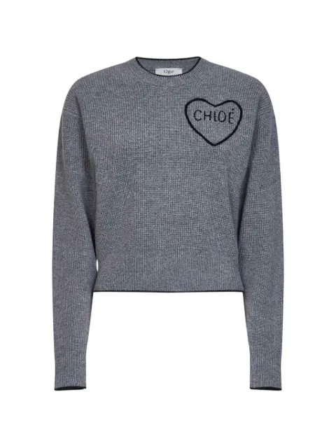 Chloé short fitted logo wool and cashmere knit sweater