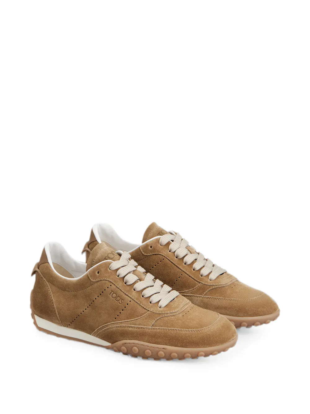 Tod's logo-debossed suede sneakers Beige
