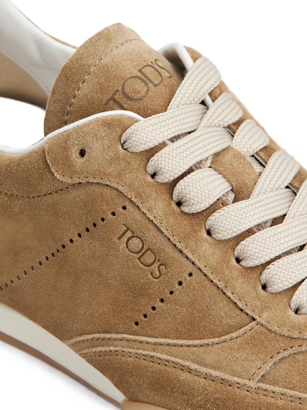 Tod's logo-debossed suede sneakers Beige
