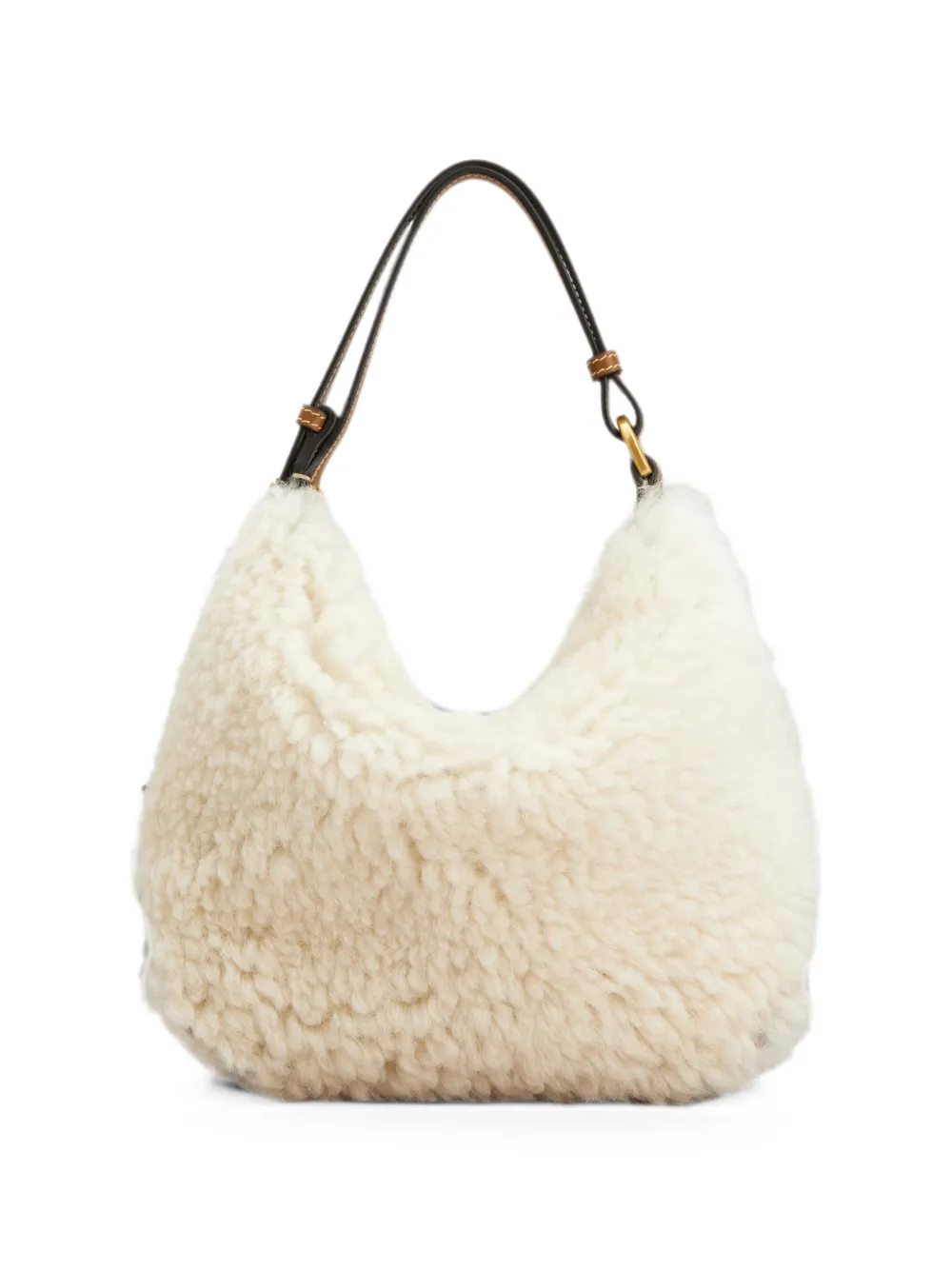 Tod's stud-embellished shearling shoulder bag - Neutrals