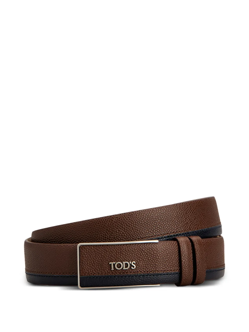 Tod's logo-plaque pebbled leather belt