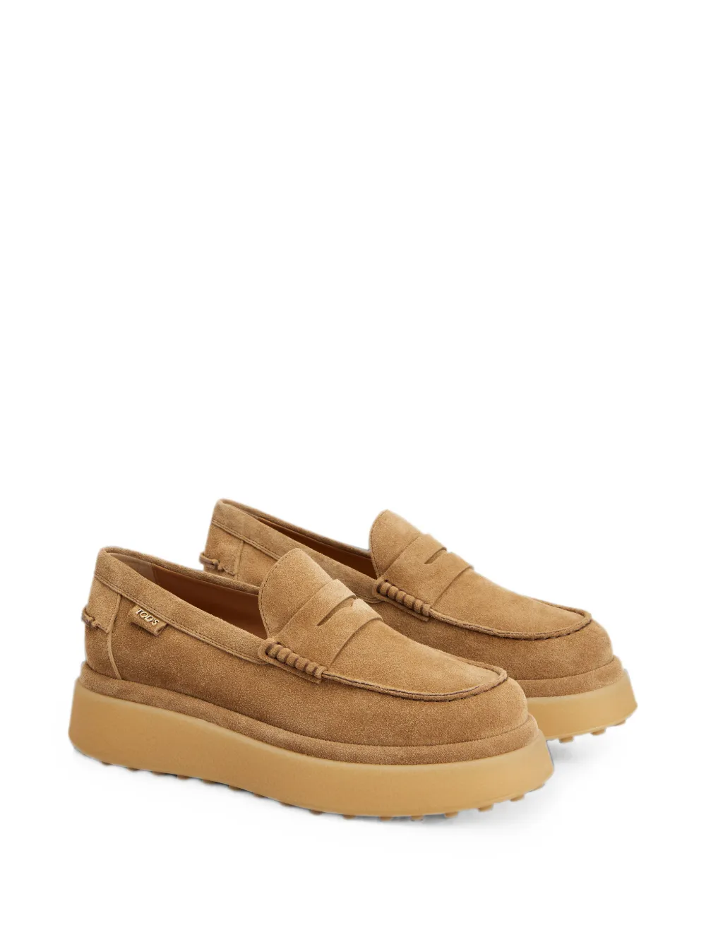 Tod's Loafers met logoplakkaat en plateauzool Beige