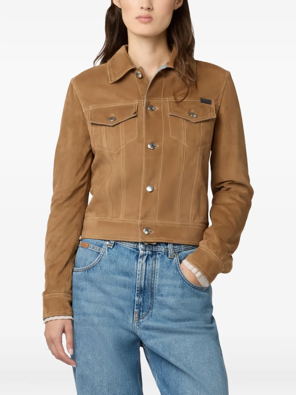 Tod's Pashmy suède truckerjack Bruin