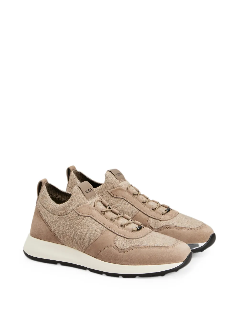 Tod's suede-panelled wool-blend sneakers Beige