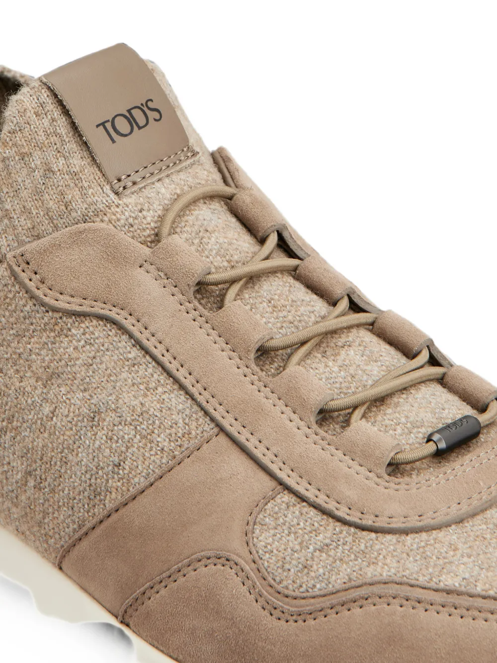 Tod's suede-panelled wool-blend sneakers Beige