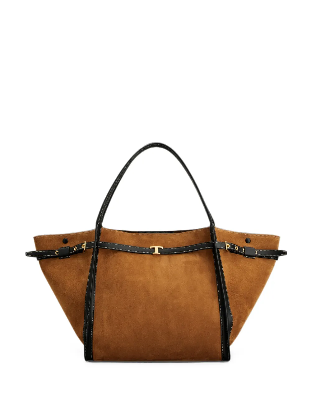Tod's T Signature shopping bag in suede medium - Marrone