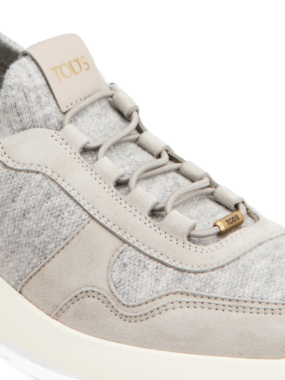 Tod's Red Dot socks sneakers in knit and suede Grijs