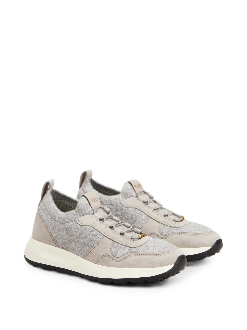Tod's Red Dot socks sneakers in knit and suede Grijs