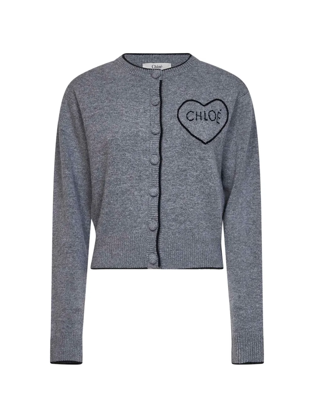 Chloé Embroidered Heart-motif Cardigan In Gray