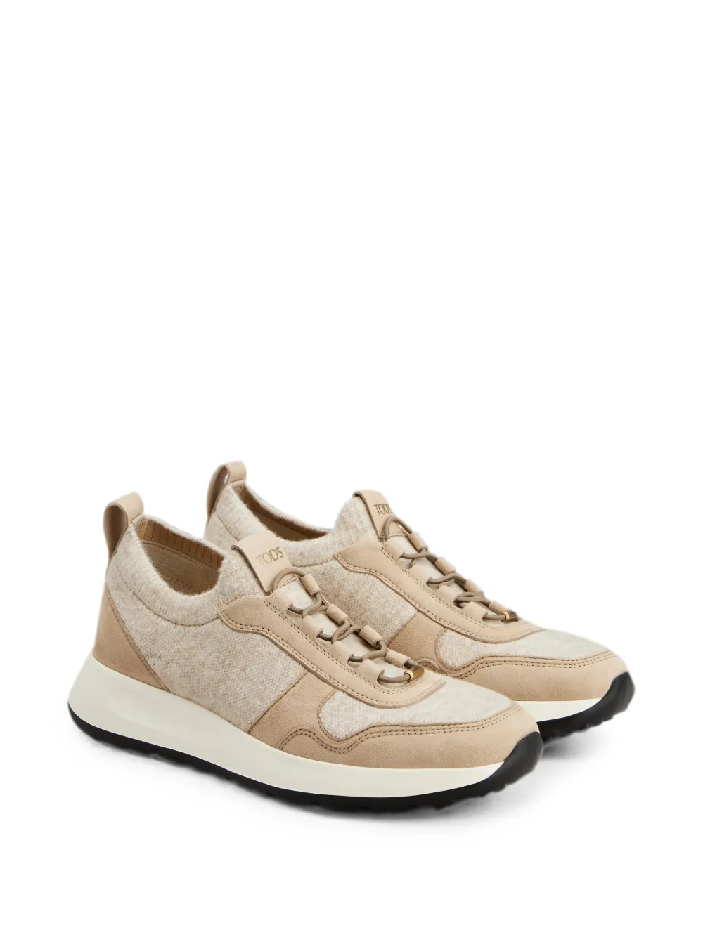 Tod's Red Dot socks sneakers in knit and suede Beige