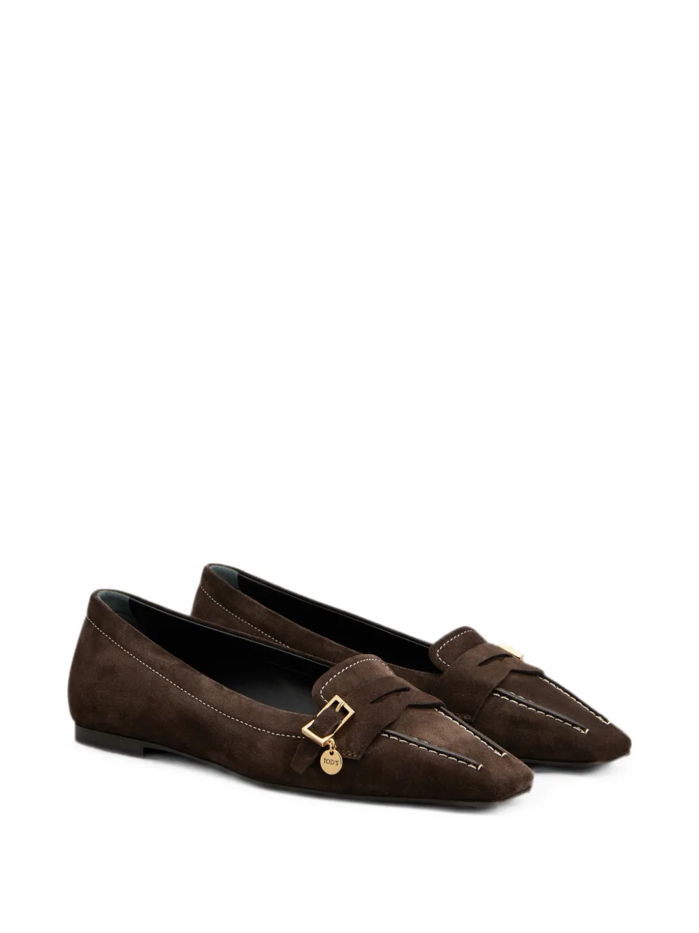 Tod's Loafers met contrasterend stiksel en gespdetail Bruin