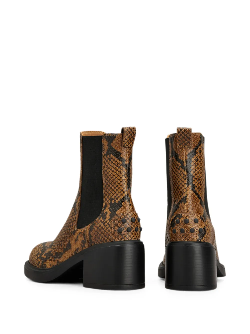 Tod's Leren enkellaarzen met slangen-effect Bruin