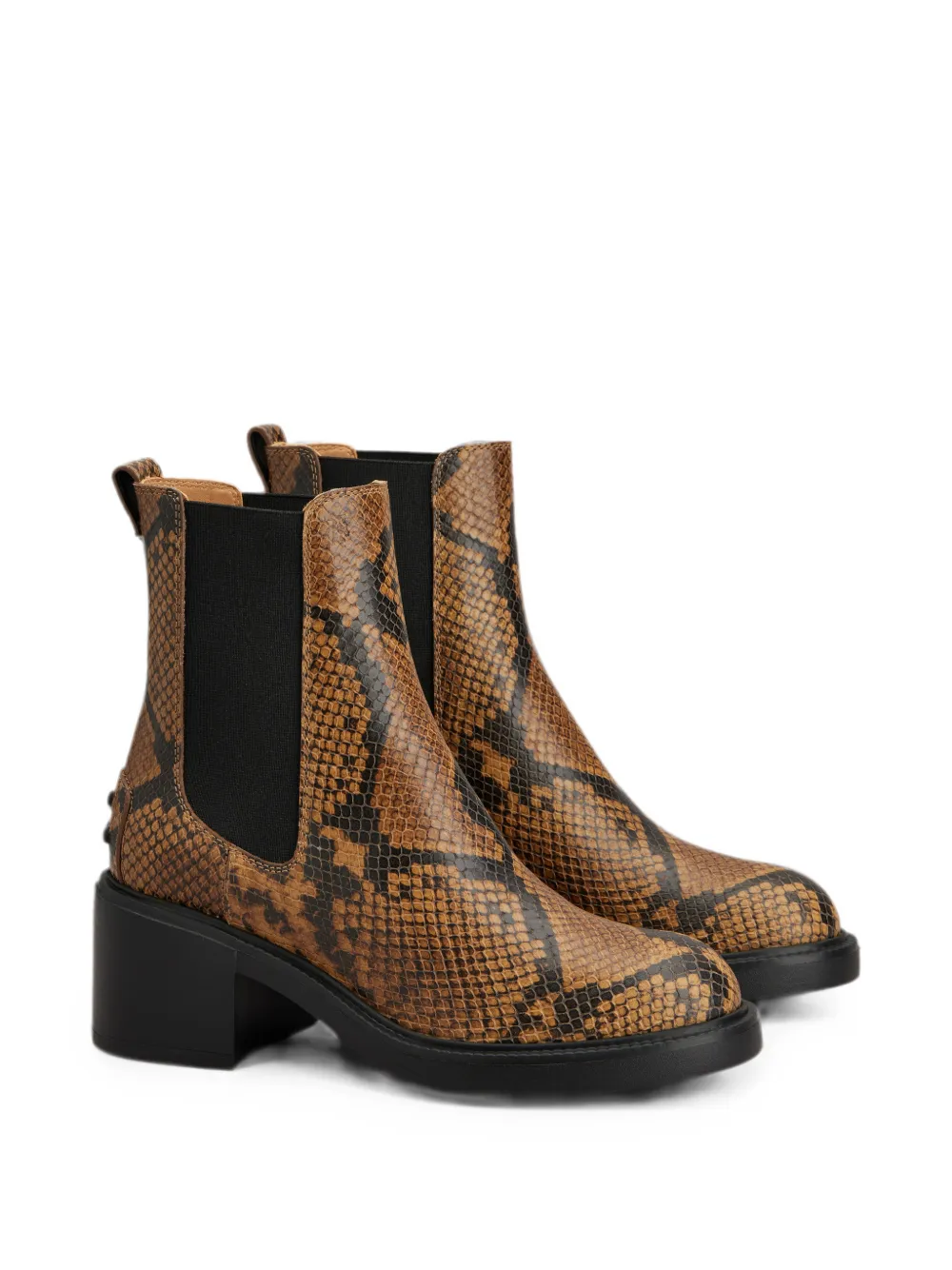 Tod's Leren enkellaarzen met slangen-effect Bruin