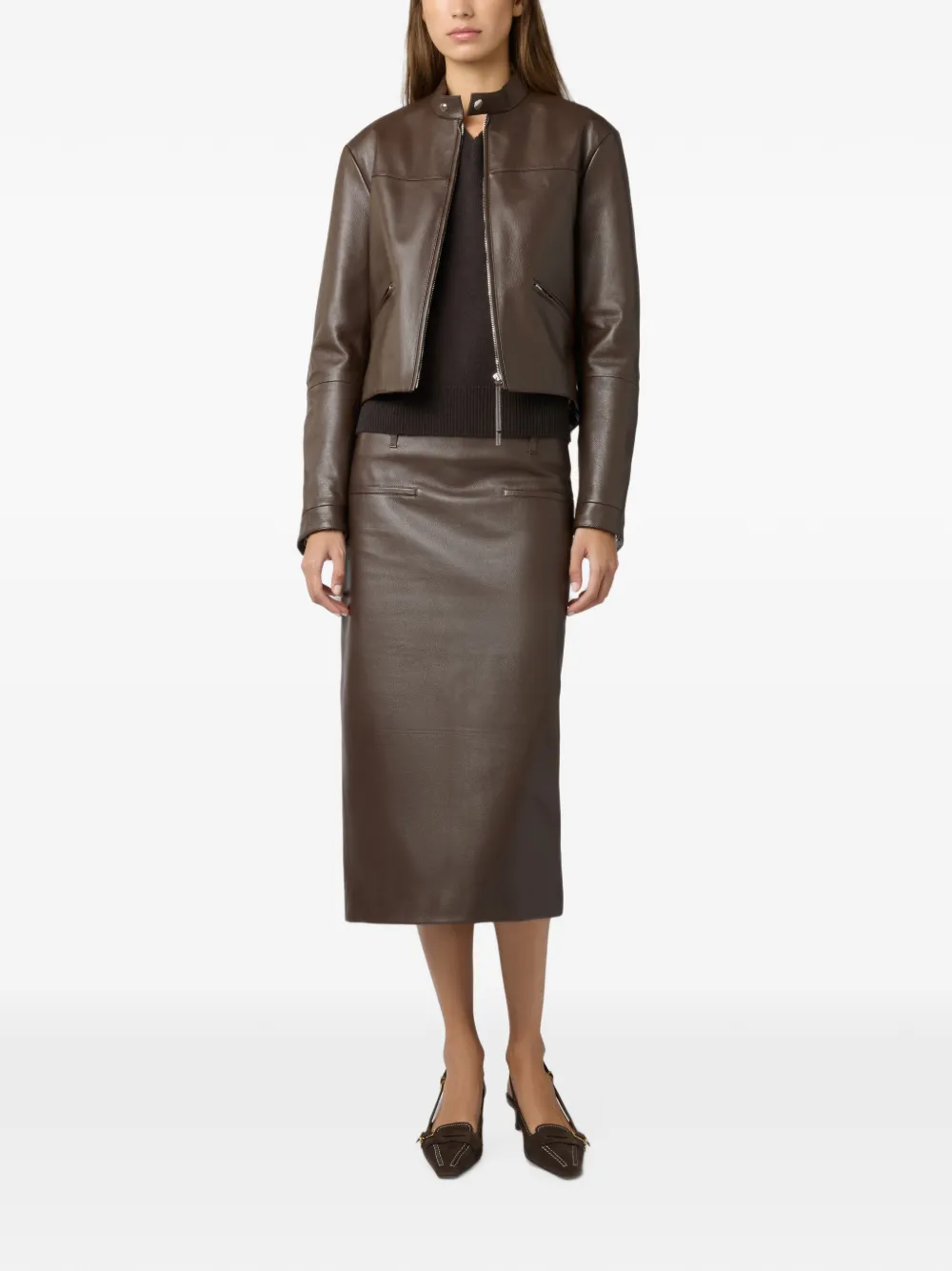 Tod's Leren bikerjack Bruin
