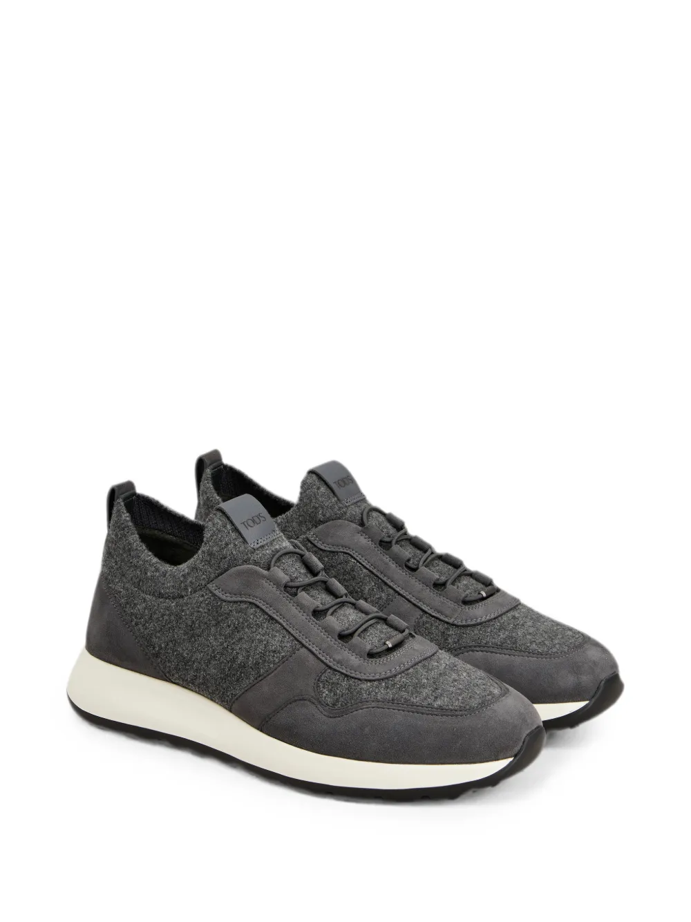 Tod's suede-panelled felt sneakers Grijs