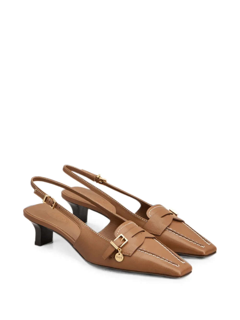Tod's Leren slingback pumps Bruin