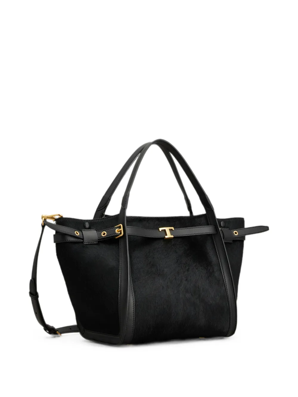 Tod's Kleine T Signature leren shopper met pony-effect Zwart