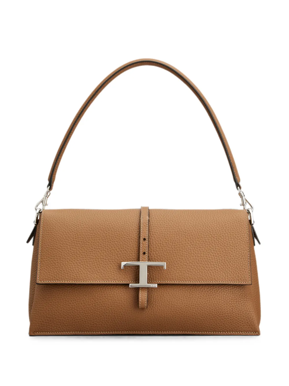 Tod's T Timeless flap bag in leather small - Braun