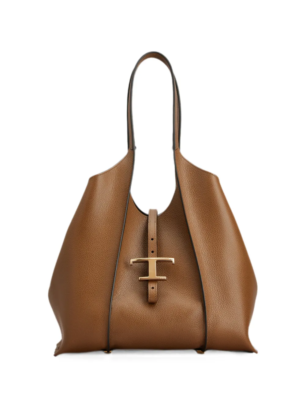 Tod's T Timeless shopping bag in leather small - Marrone