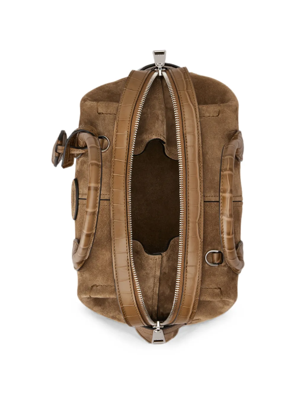Tod's Suède shopper met krokodillen-reliëf en vlakken Beige