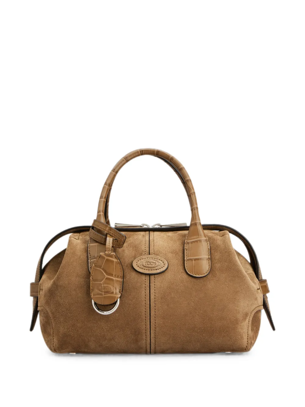 Tod's Suède shopper met krokodillen-reliëf en vlakken Beige