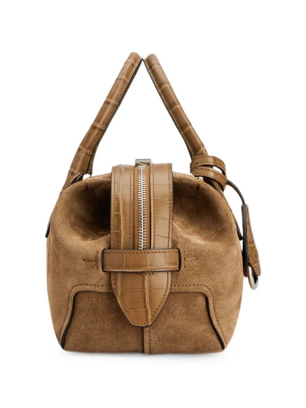 Tod's Suède shopper met krokodillen-reliëf en vlakken Beige