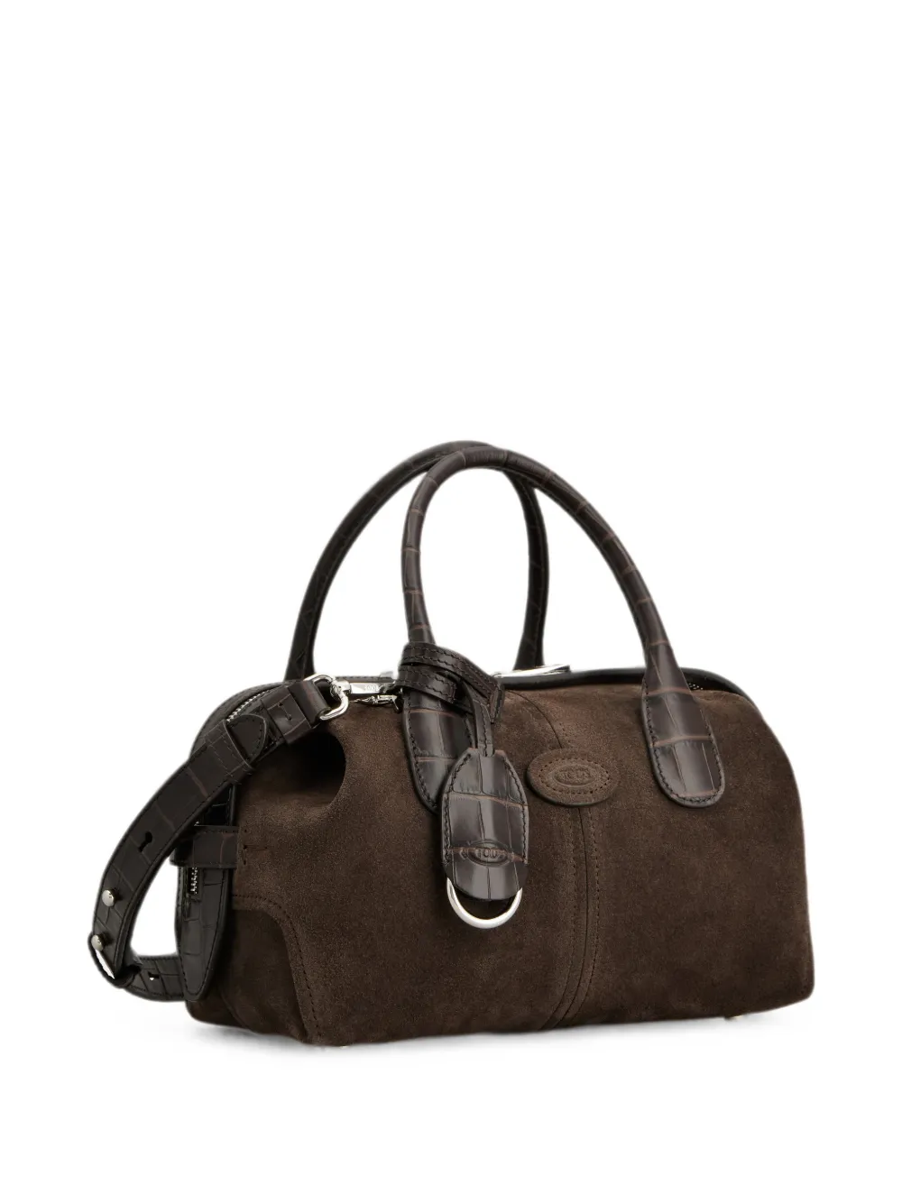 Tod's Suède bucket-tas met krokodillen-reliëf Bruin