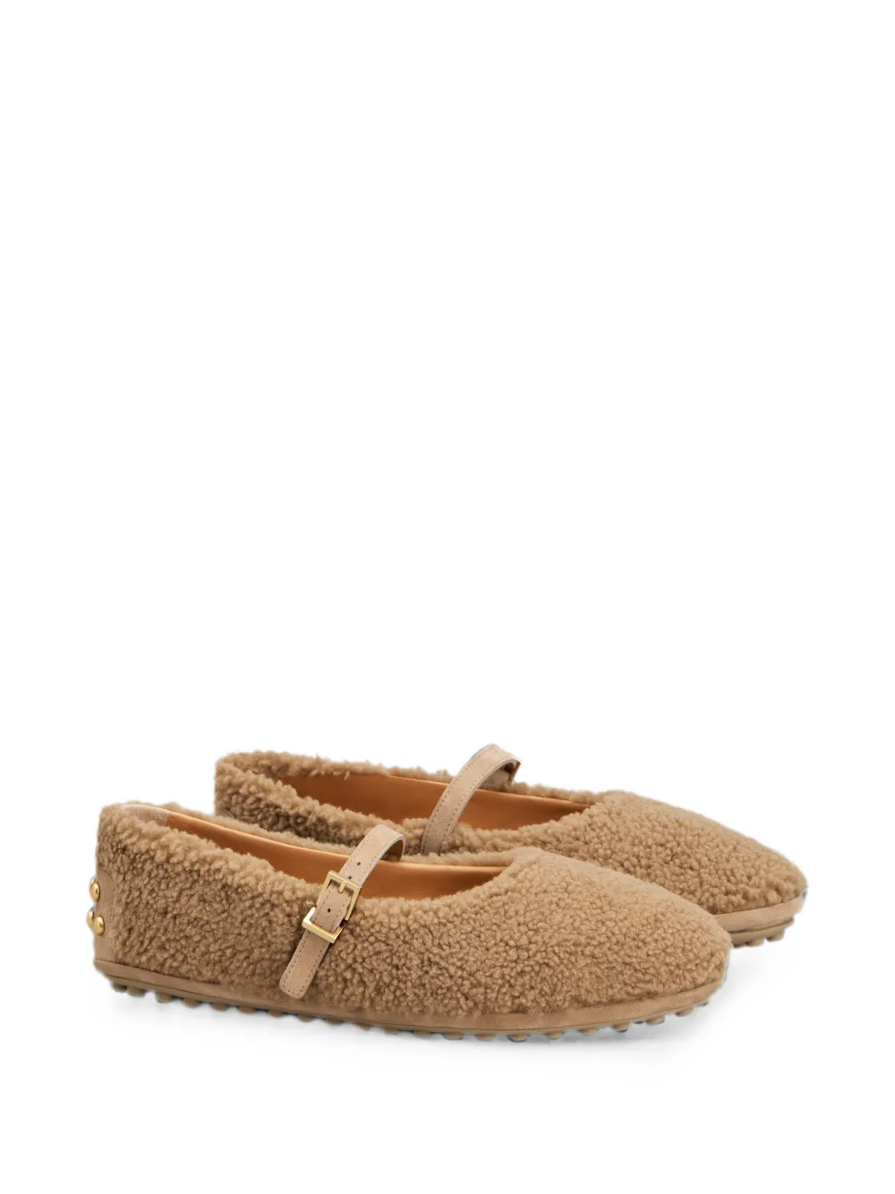 Tod's Lammy ballerina's met gespbandje Beige