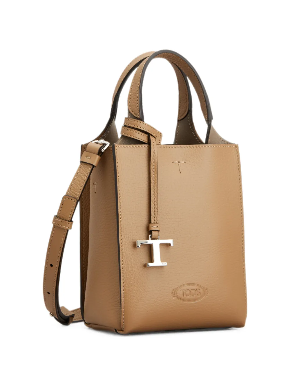 Tod's T Timeless shopper van bewerkt leer Beige