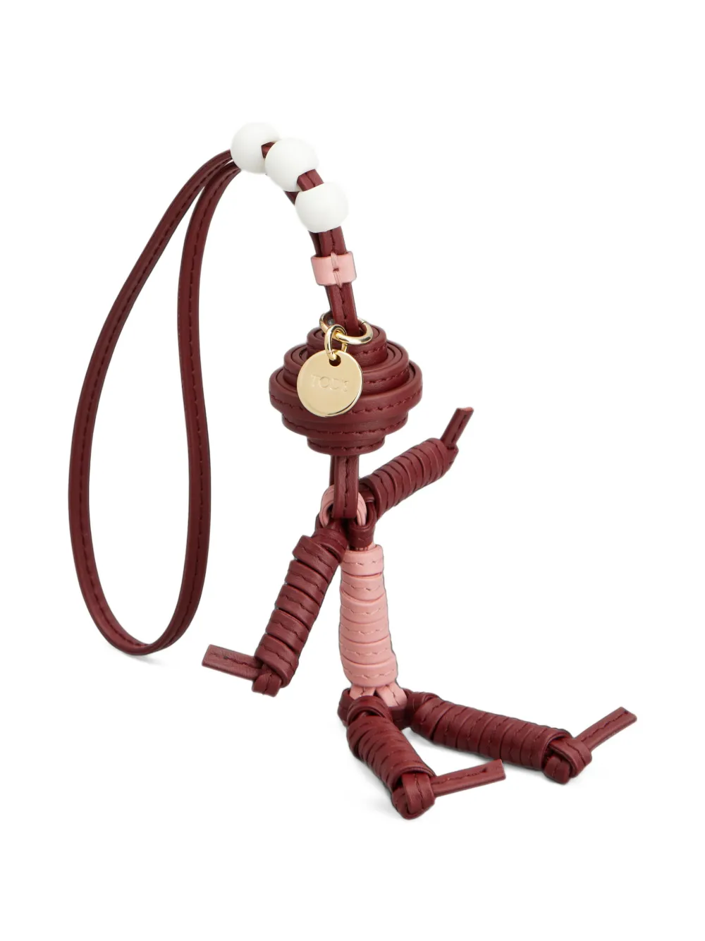 Tod's man charm in leather Rood