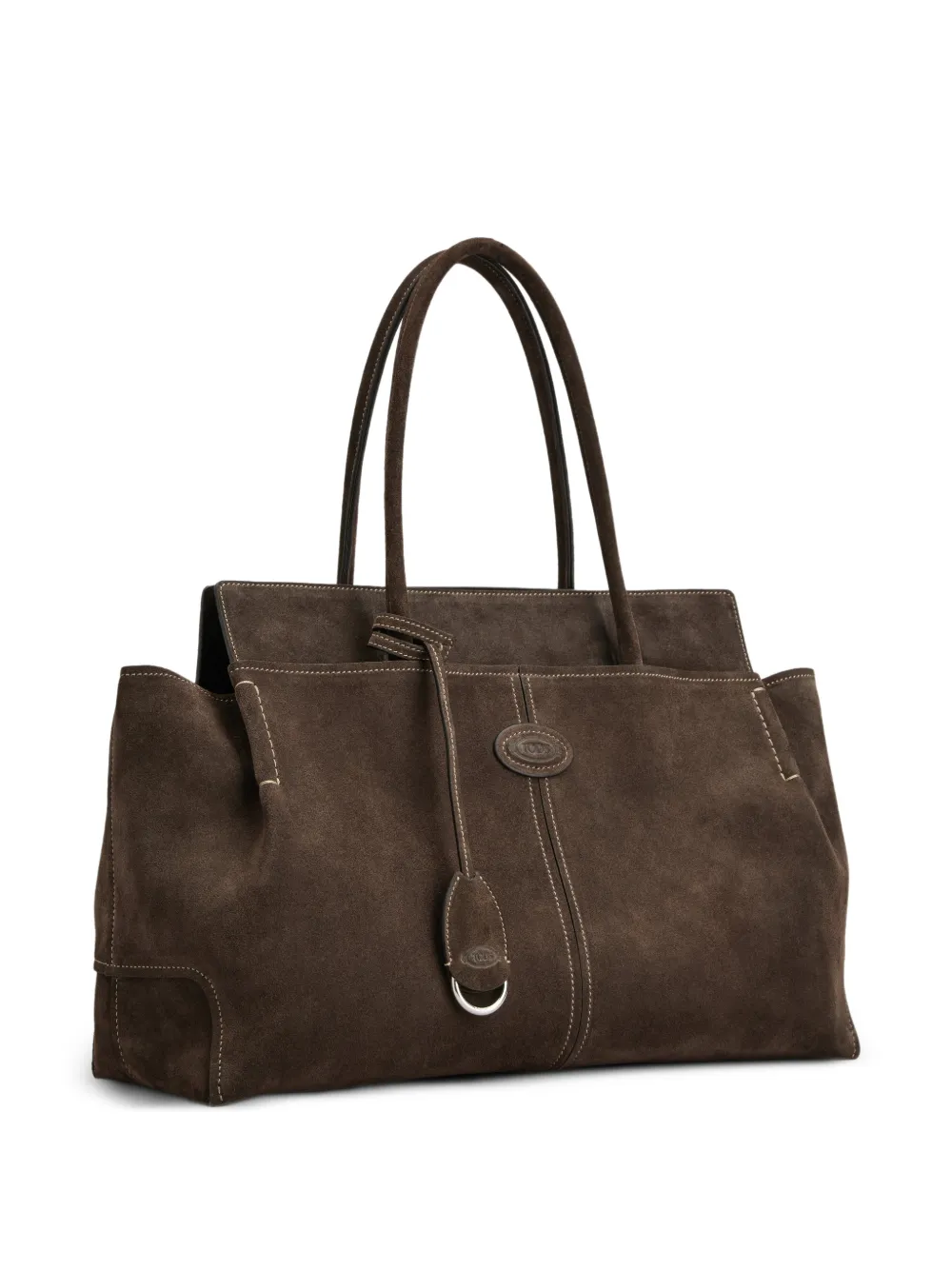 Tod's Suède shopper met logo-patch Bruin