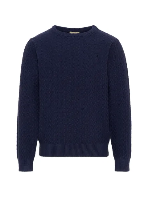 TRUSSARDI JUNIOR cable-knit embroidered-logo sweater