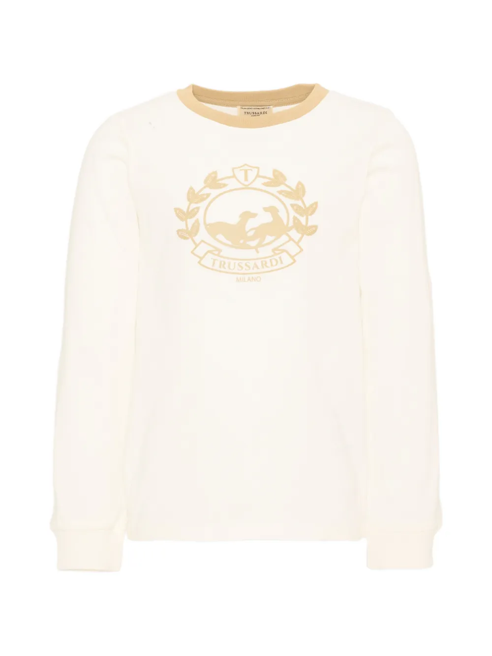 TRUSSARDI JUNIOR logo-print long-sleeve T-shirt - Toni neutri