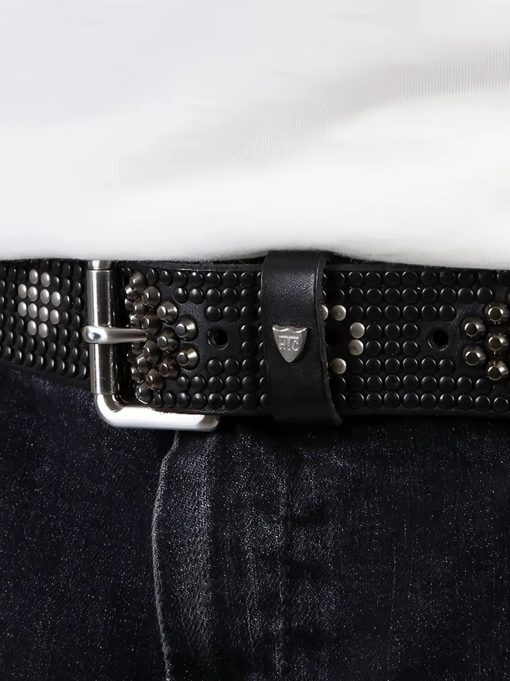 Htc Los Angeles Tory leren riem met studs Zwart