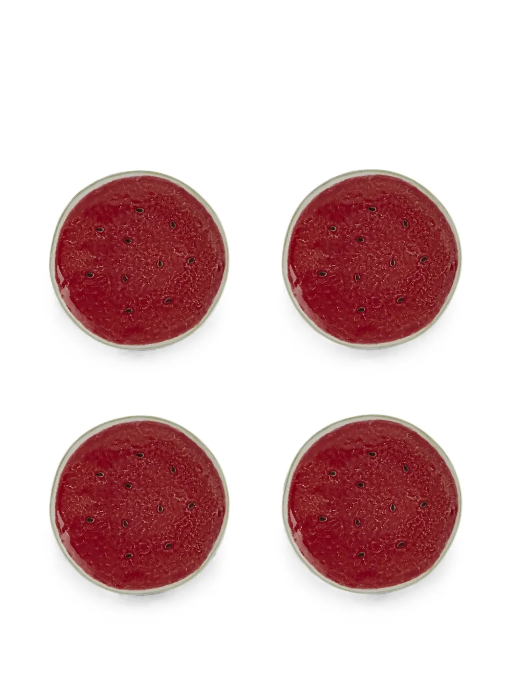 Bordallo Pinheiro Melancia fruit plate (set of four) - Rot