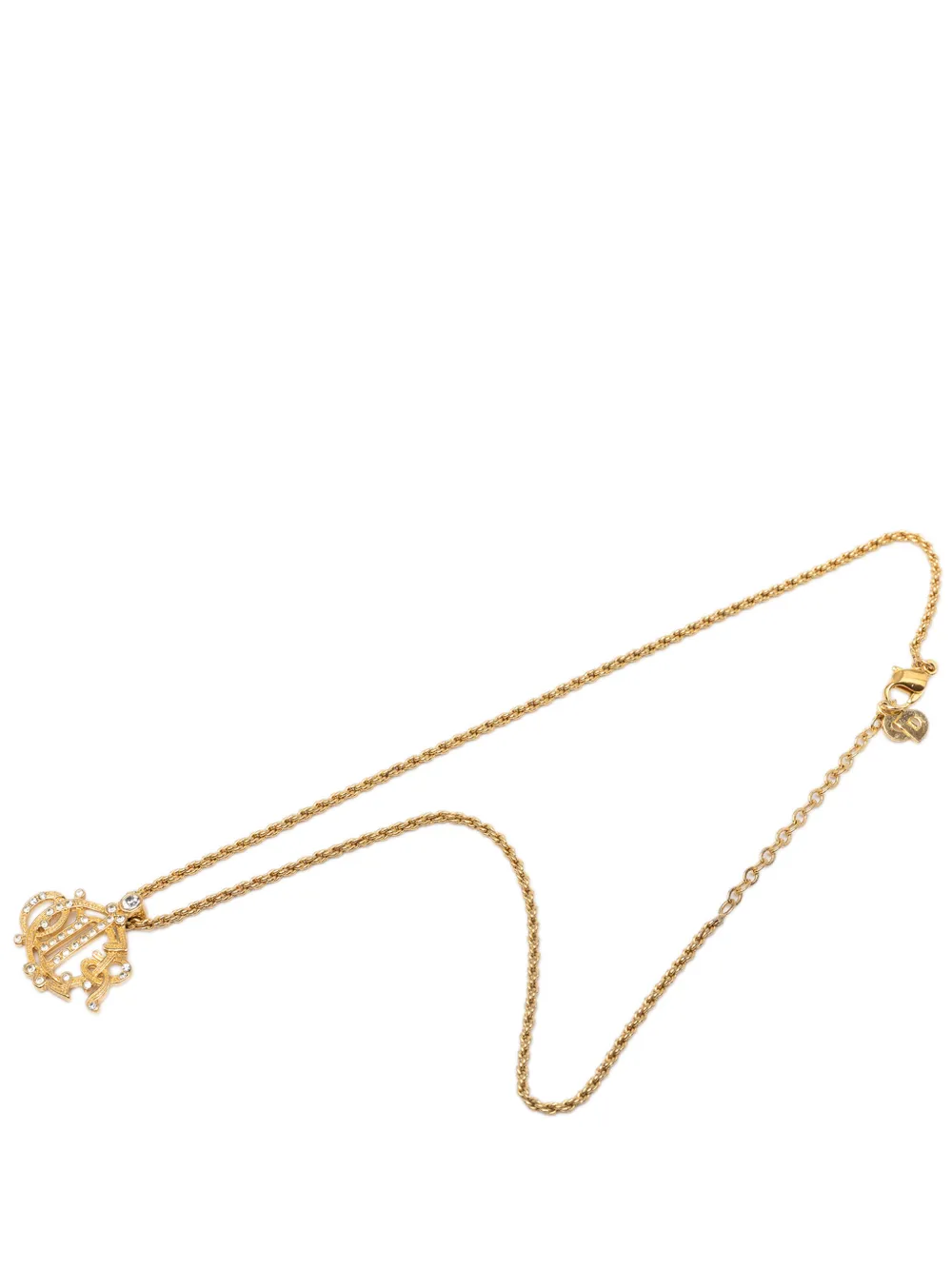 Christian Dior Pre-Owned 20th Century Gold Plated Strass Logo Pendant Necklace costume necklace - Oro