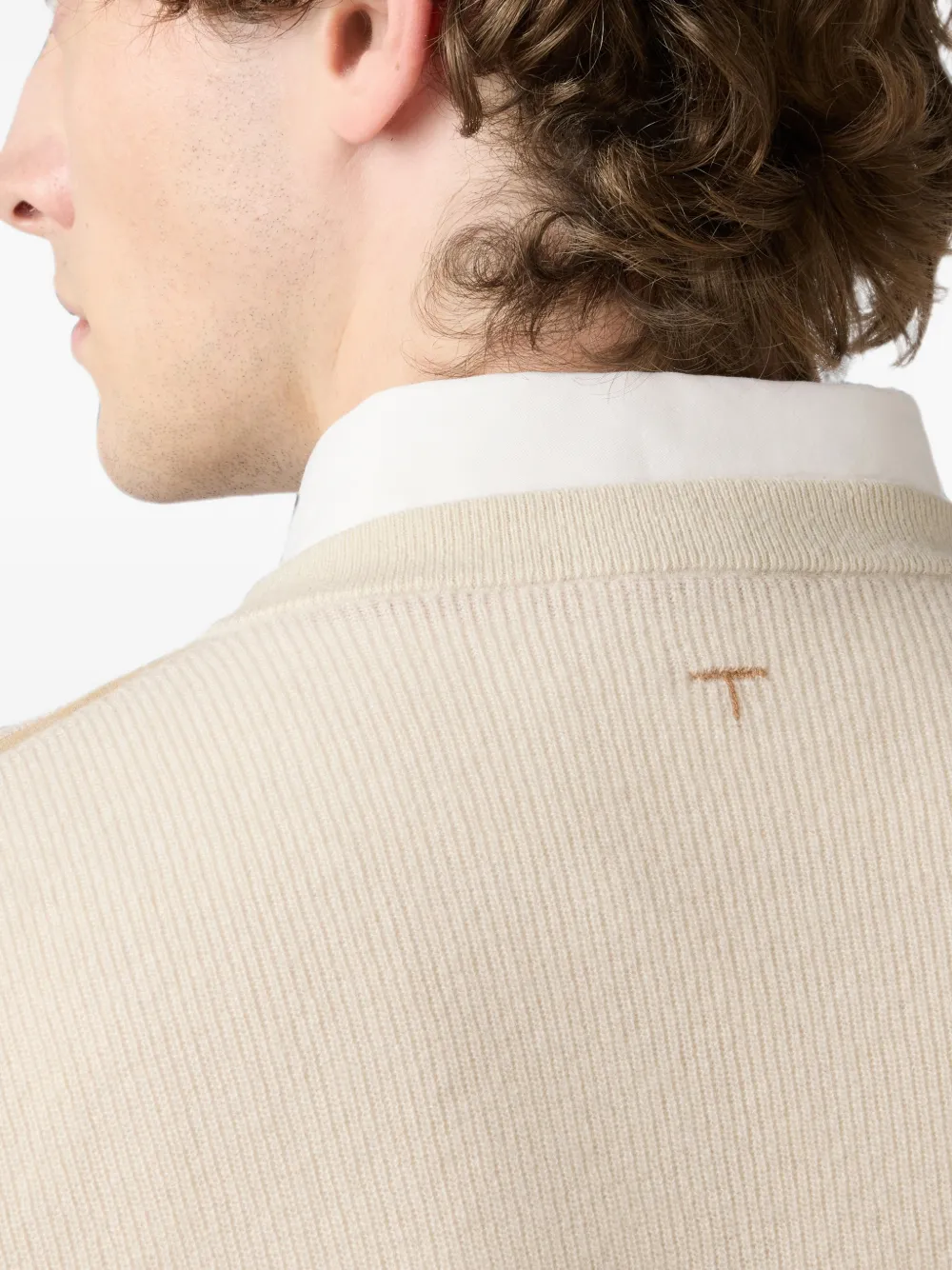 Tod's Suède trui met ronde hals Beige