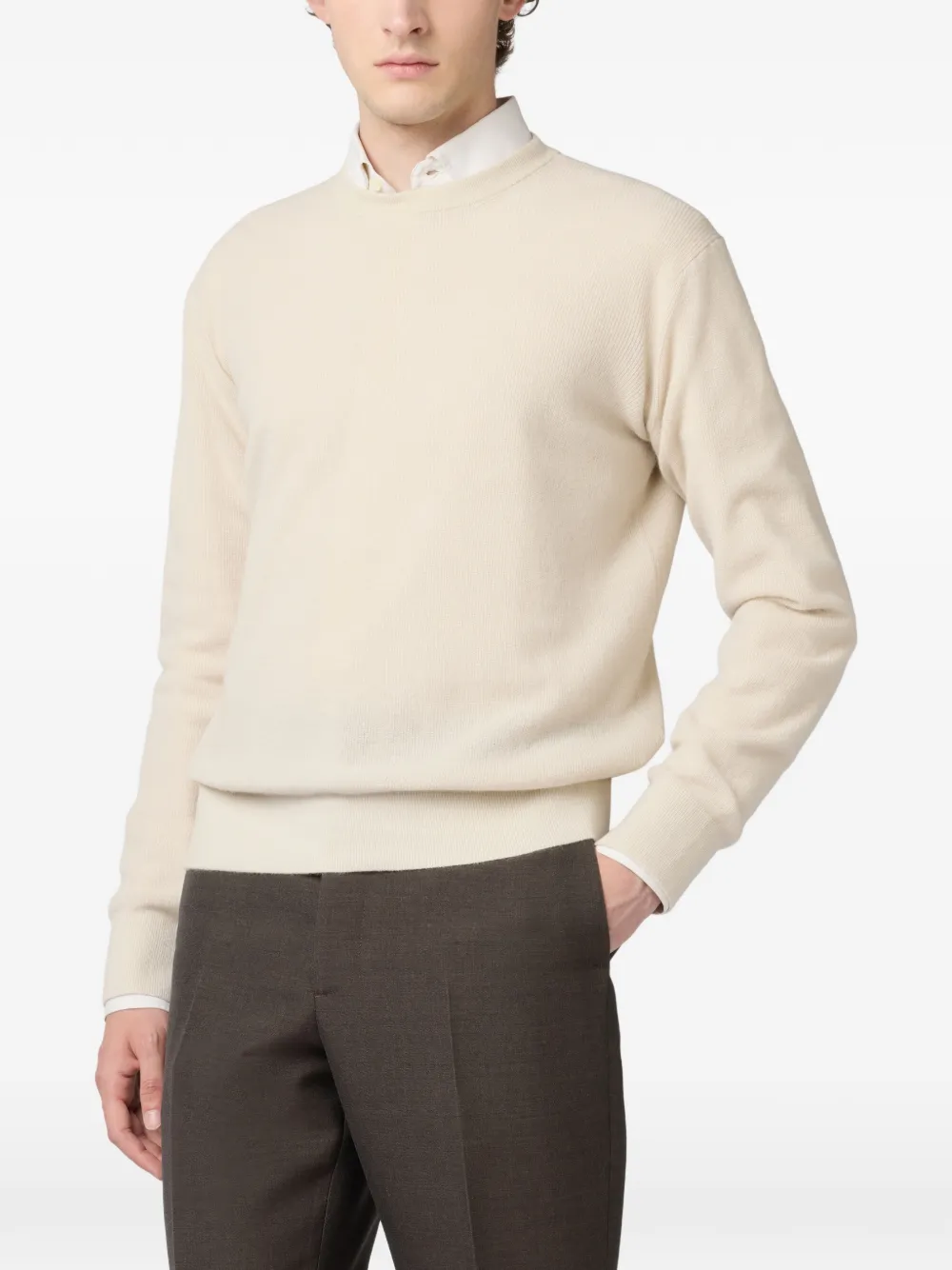 Tod's Suède trui met ronde hals Beige