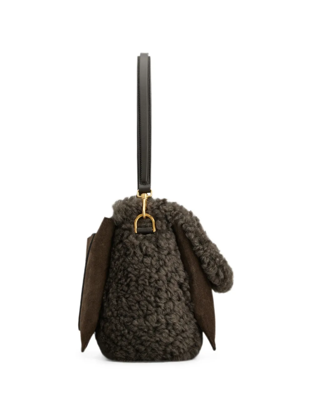 Tod's Suède schoudertas met lammy afwerking Bruin