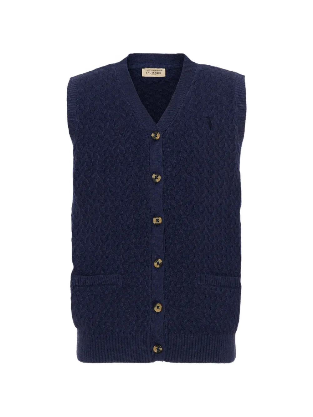 TRUSSARDI JUNIOR cable-knit button-up cardigan - Blu