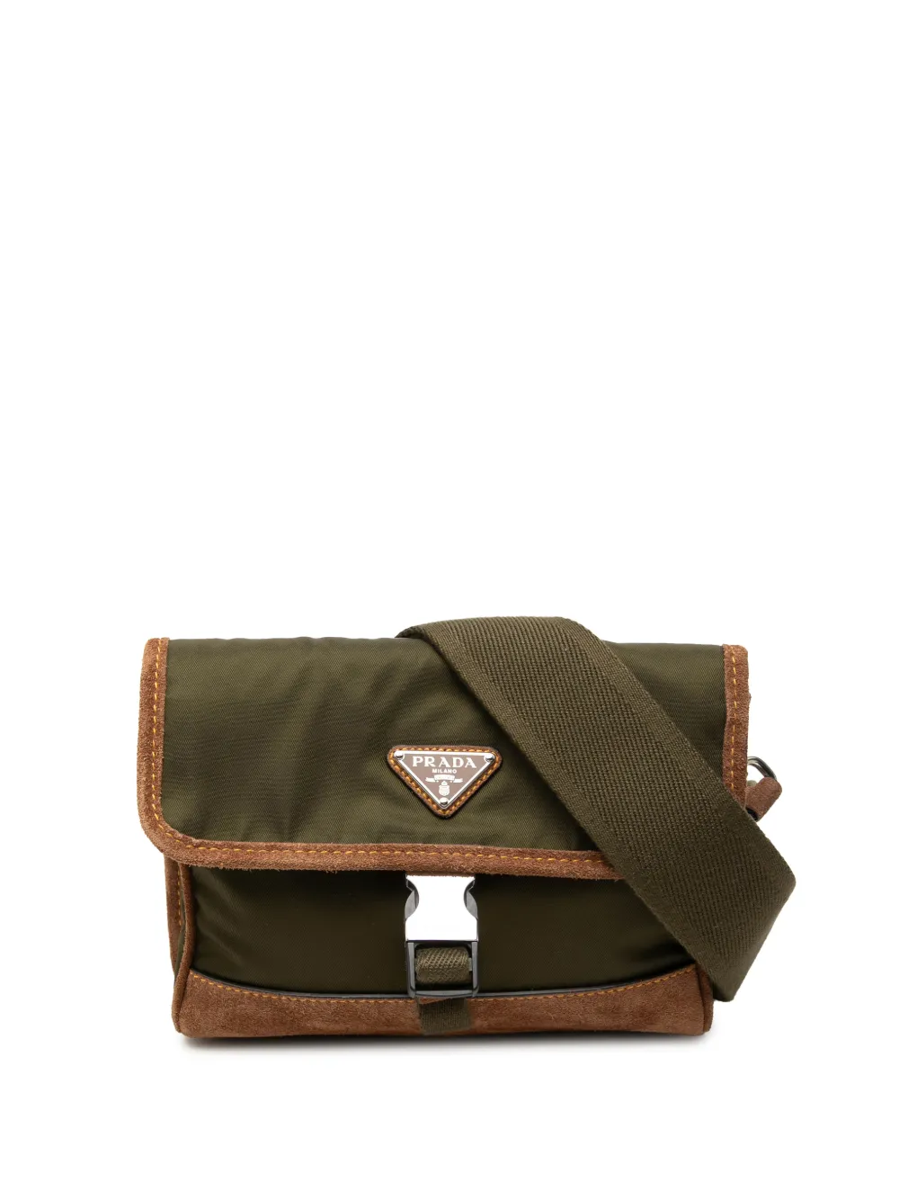 Prada Pre-Owned 2019-2026 Suede Trimmed Re Nylon Smartphone Case crossbody bag - Verde