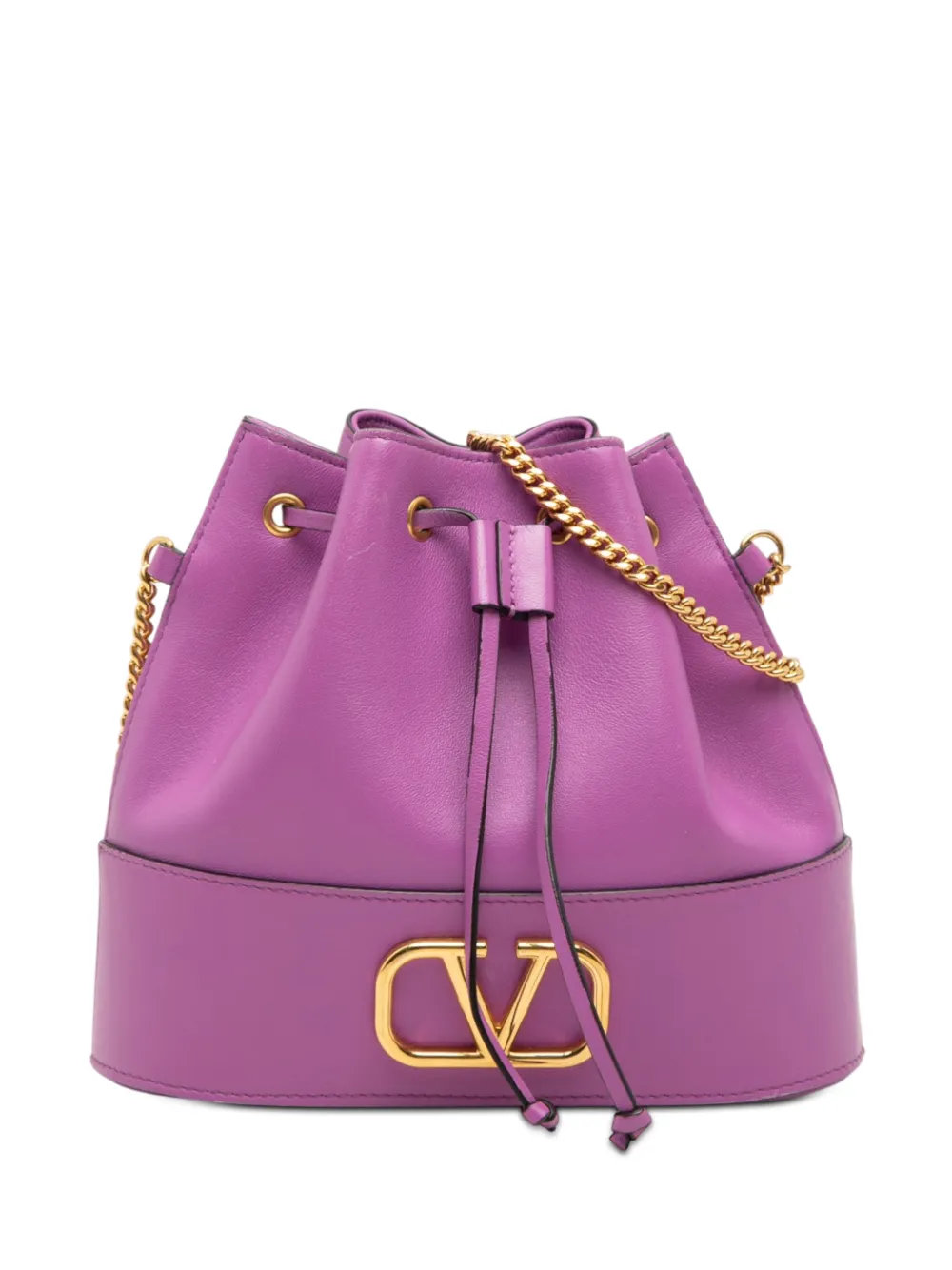 Valentino Garavani Pre-Owned 2018-2026 Mini Nappa VLogo Signature Chain bucket bag - Viola