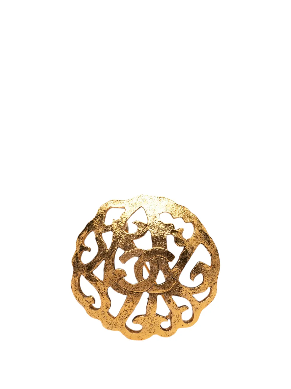 CHANEL Pre-Owned 1980-1990 CC Gold Plated Filigree Brooch costume brooch - Oro