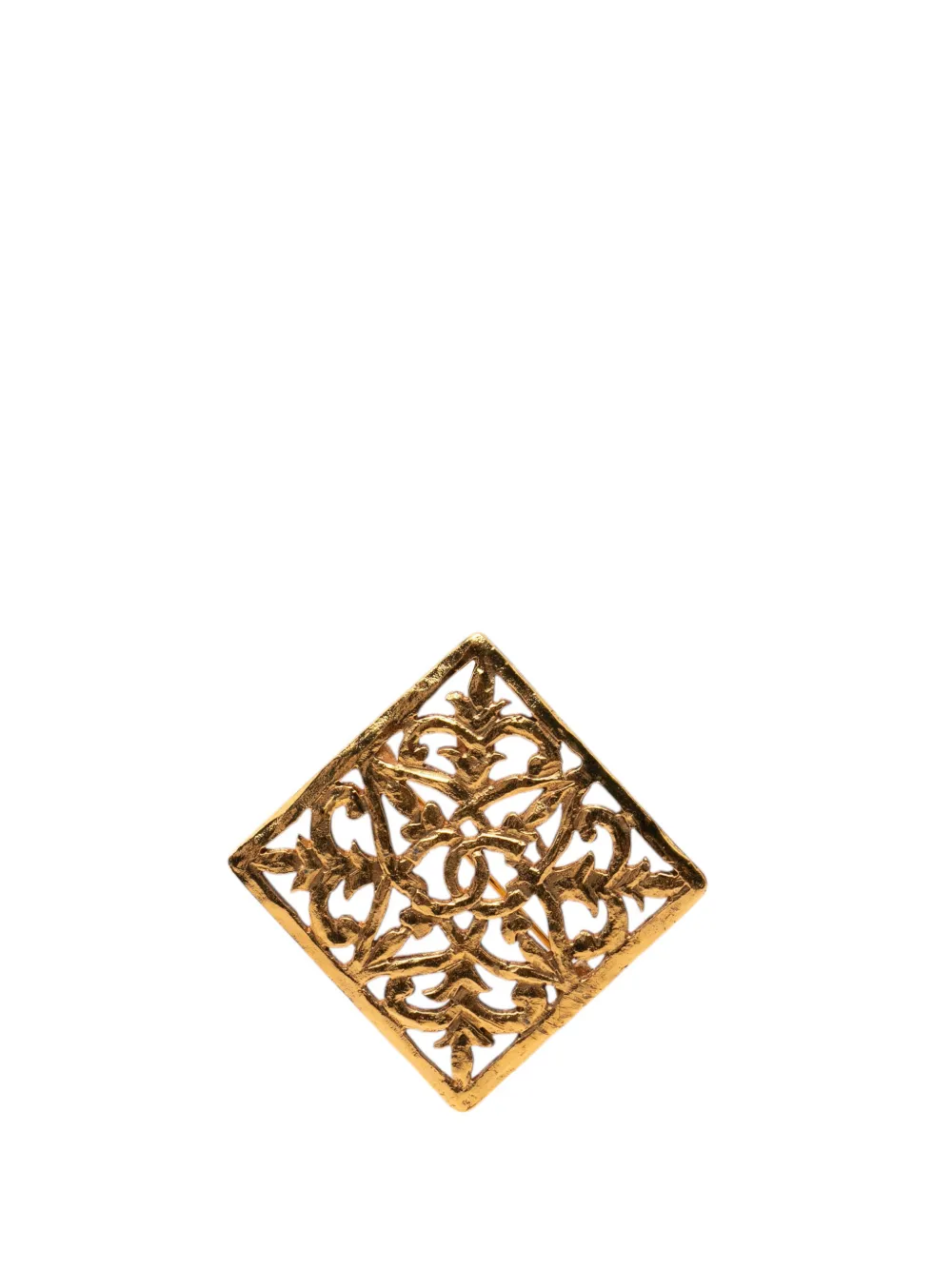 CHANEL Pre-Owned 1980-1990 CC Gold Plated Diamond Filigree Brooch costume brooch - Oro