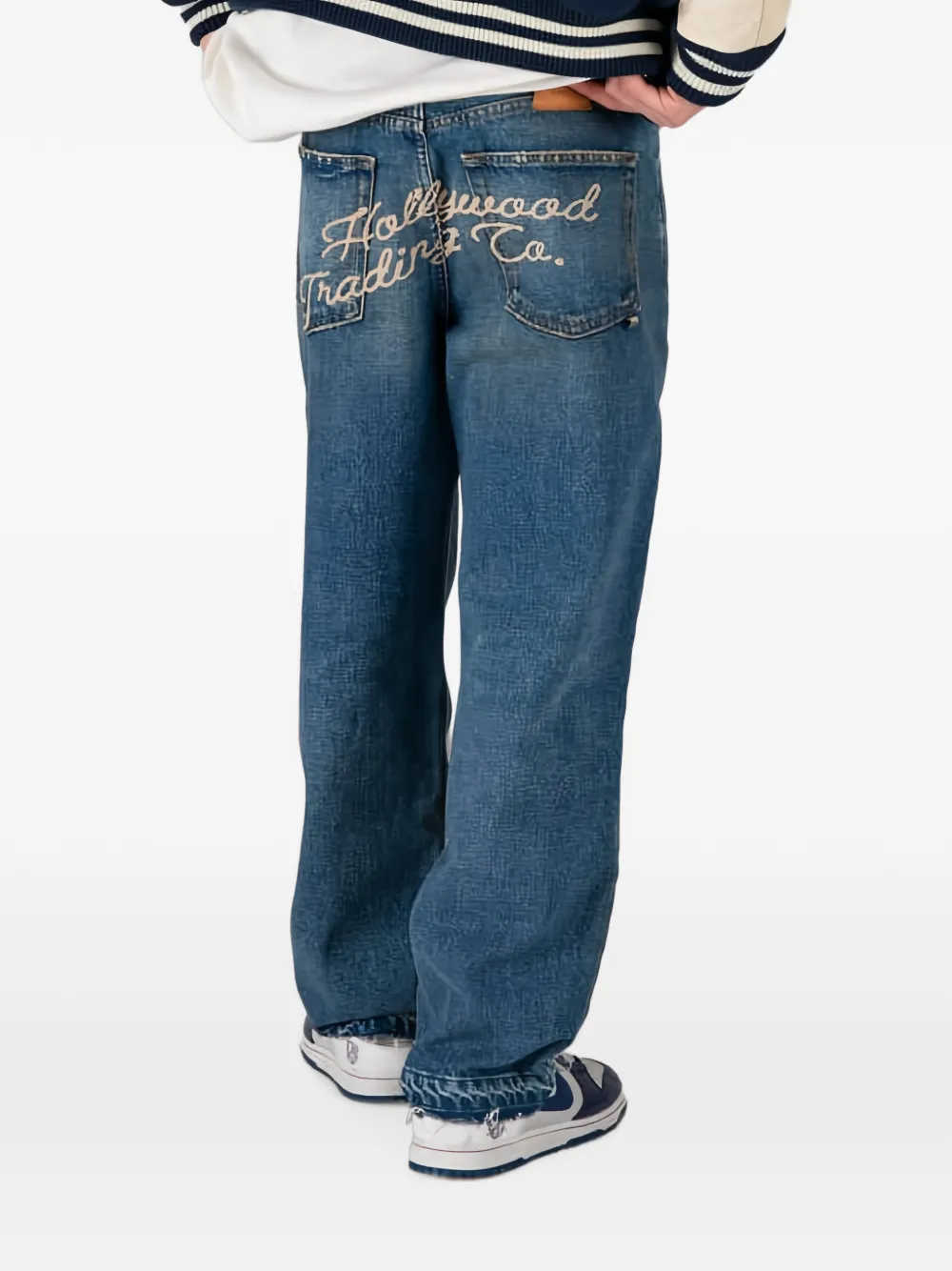 Htc Los Angeles Gatorade jeans met leren patch Blauw
