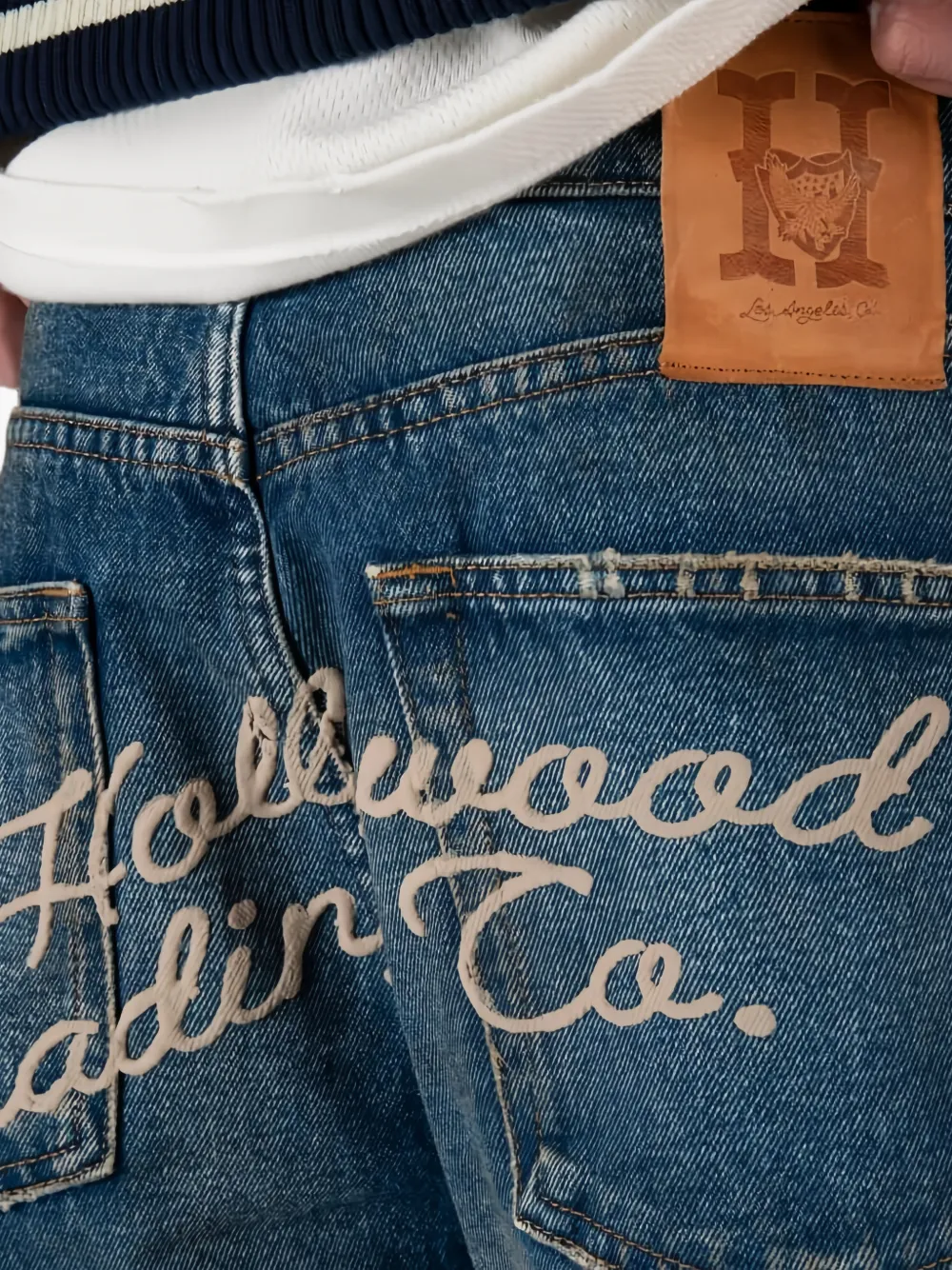 Htc Los Angeles Gatorade jeans met leren patch Blauw