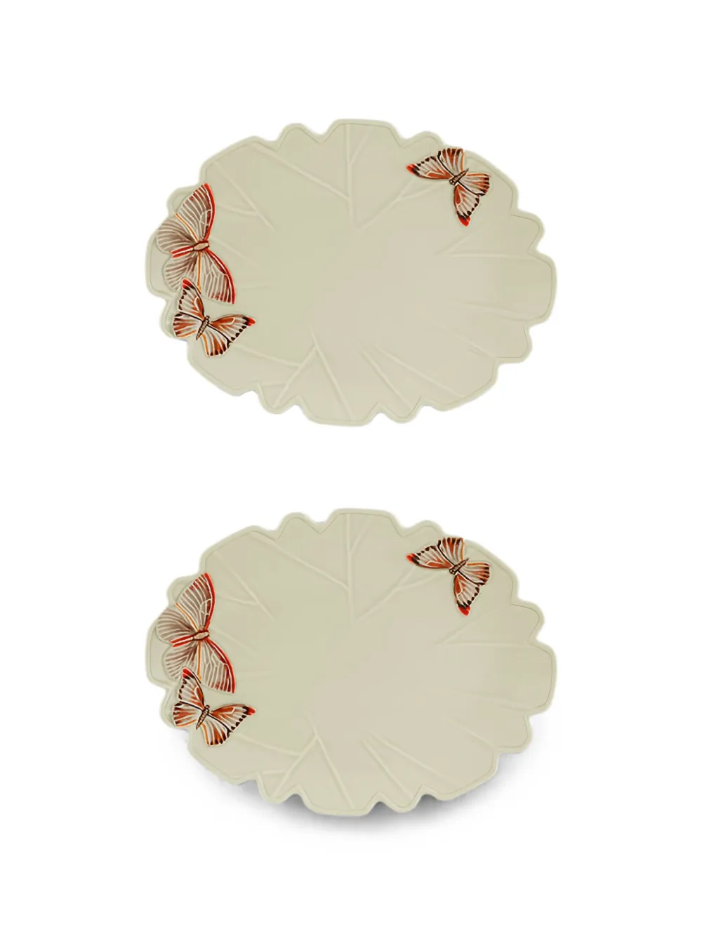 Bordallo Pinheiro x Claudia Schiffer lot de deux assiettes Cloudy Butterflies - Blanc