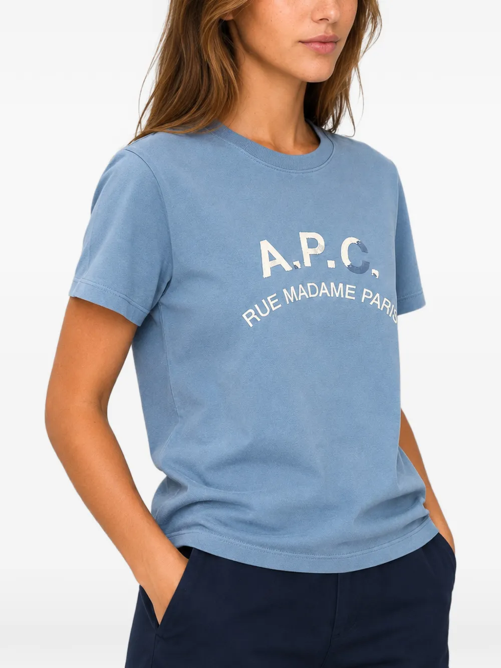 A.P.C. T-shirt met logo met vervaagd effect Blauw