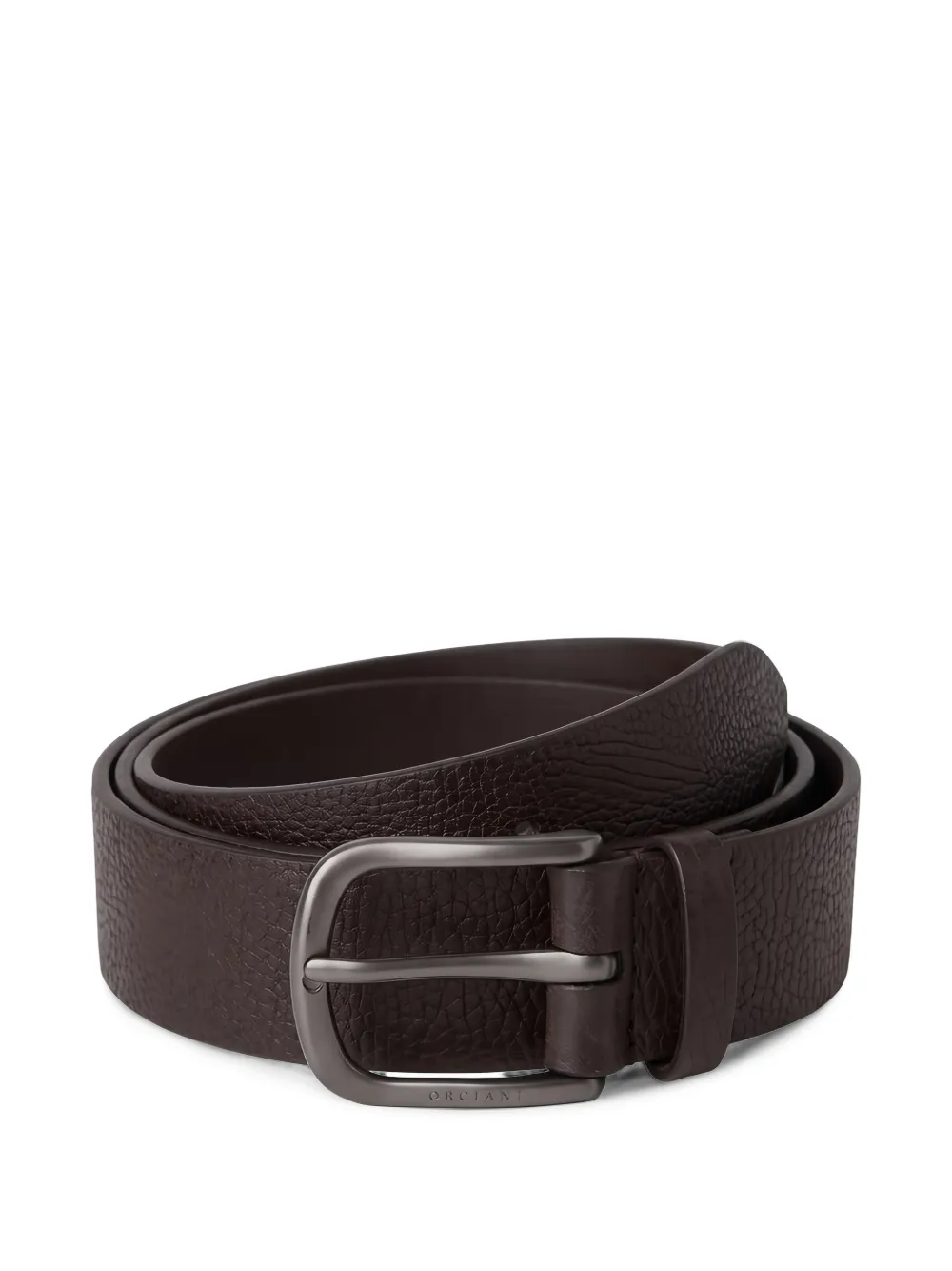 Orciani Dollaro grained leather belt - Marrone
