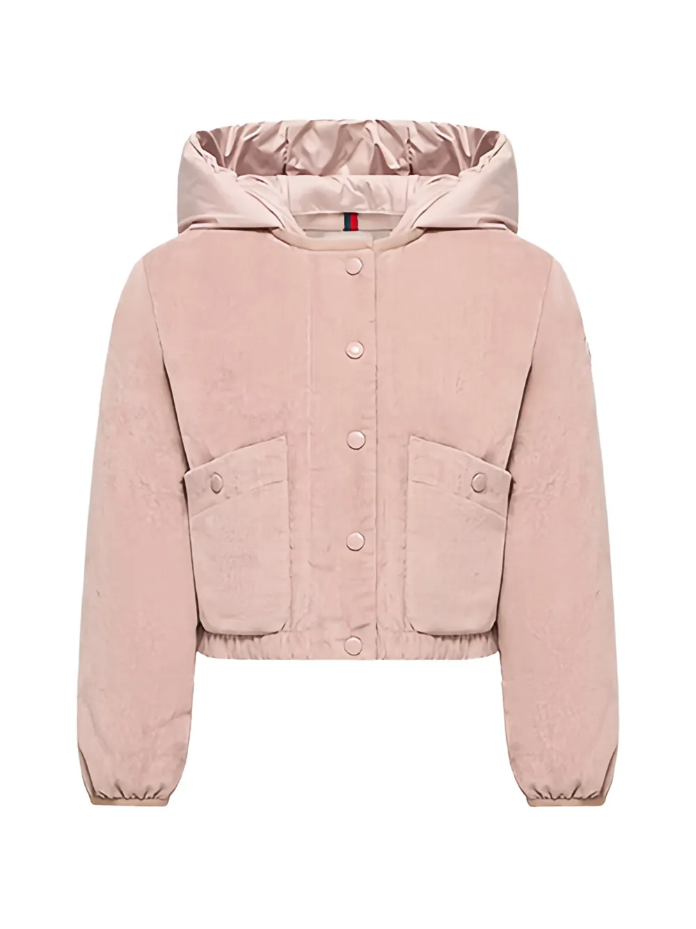 Moncler Enfant Quinley ribfluwelen jack met capuchon Roze